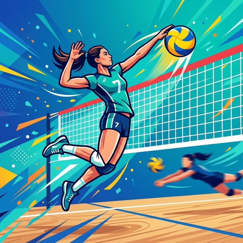 Attaque de volley-ball au filet